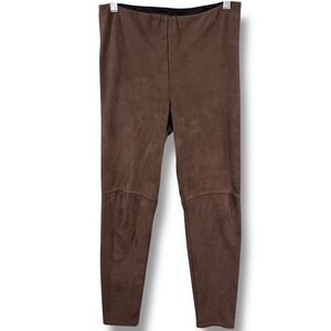 Lysse Leggings Faux Suede High Rise Stretch Brown Pants Size Medium